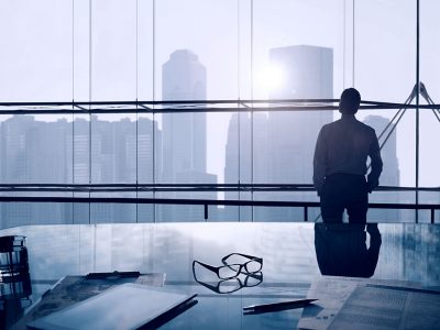 Businessman in a big office Businessman in a big office